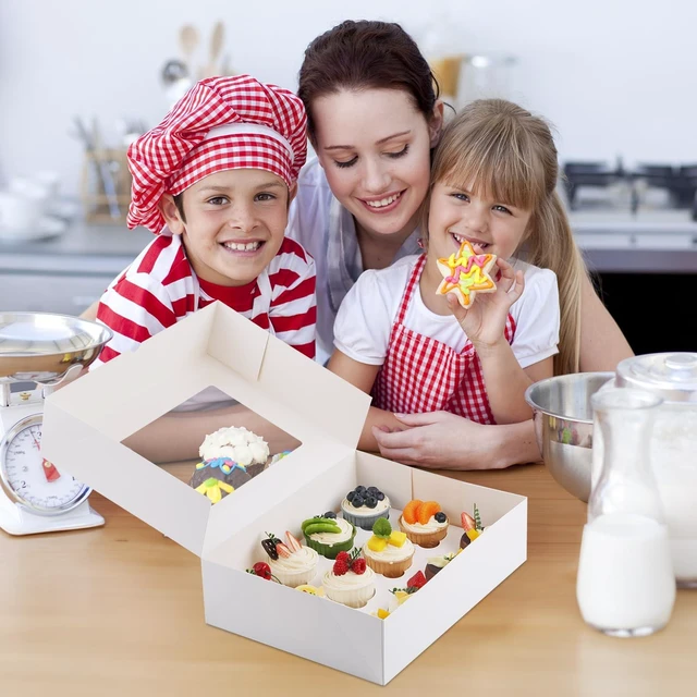 Alt view image 3 of 6 - Cupcake Box 2Pcs Auto Pop-Up White Disposable Container Bulk