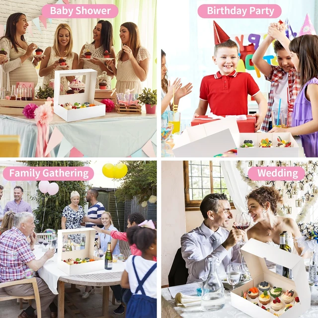 Alt view image 2 of 6 - Cupcake Box 2Pcs Auto Pop-Up White Disposable Container Bulk