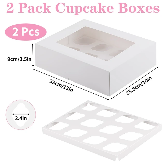 Alt view image 6 of 6 - Cupcake Box 2Pcs Auto Pop-Up White Disposable Container Bulk