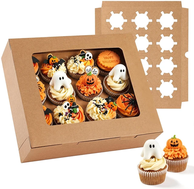 Main image of Moretoes 3pcs Cupcake Boxes, 12 Count Cupcake Containers with Window and Insert