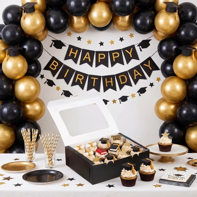 Alt view image 5 of 7 - Moretoes 3-Pack Black Cupcake Boxes with Window, 12-Count Container