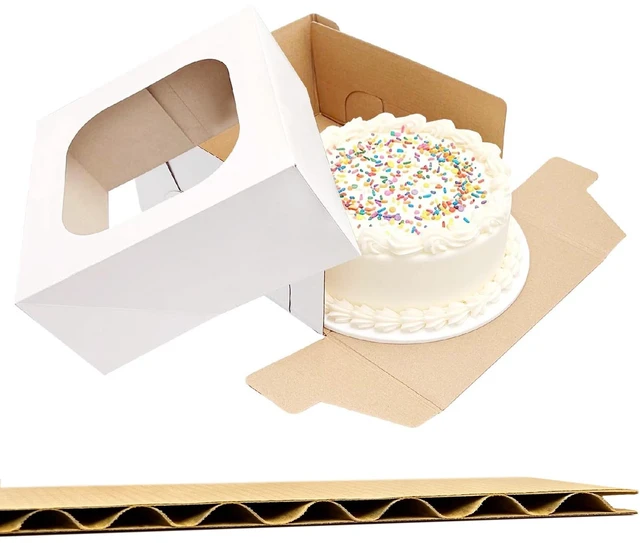 Main image of Jotique 3 Pack Sturdy Corrugated Cake Boxes with Window, 12"x12"x6"