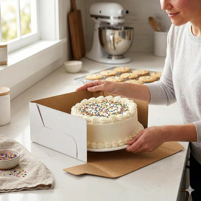 Alt view image 5 of 6 - Jotique 3 Pack Sturdy Corrugated Cake Boxes with Window, 12"x12"x6"