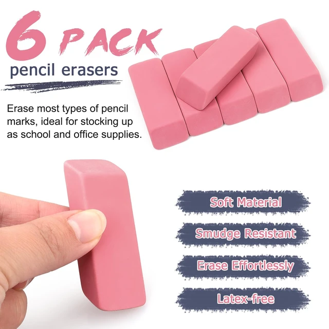 Alt view image 6 of 6 - Tamaki Large Erasers, Pink, 6-Pack