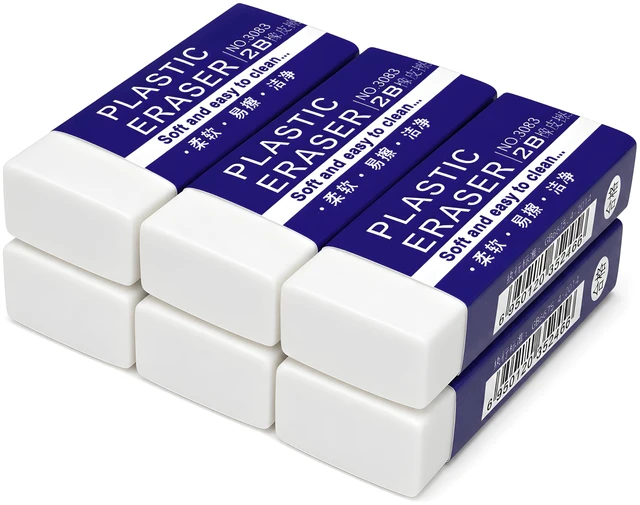 Main image of Large White Block Eraser 6 Pack for School Office Art Drawing
