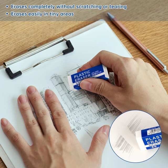 Alt view image 5 of 7 - Large White Block Eraser 6 Pack for School Office Art Drawing
