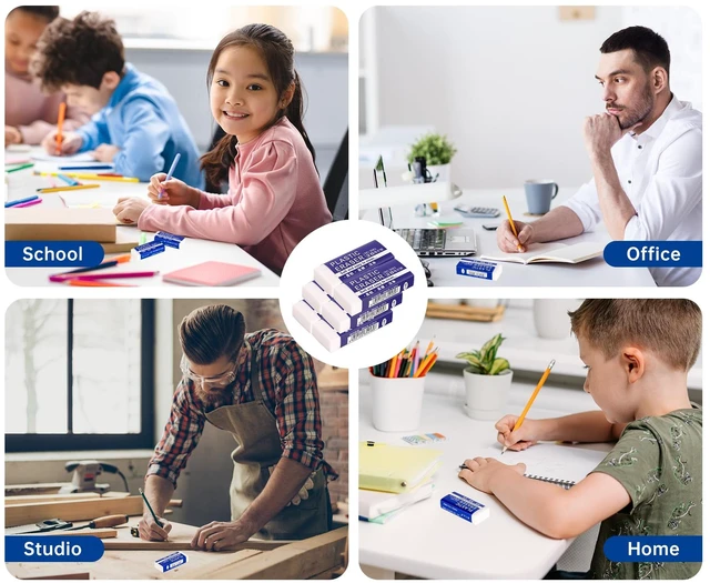 Alt view image 2 of 7 - Large White Block Eraser 6 Pack for School Office Art Drawing