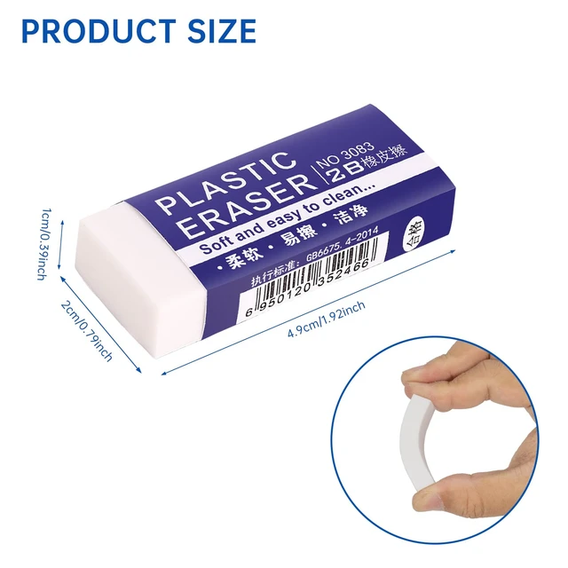 Alt view image 3 of 7 - Large White Block Eraser 6 Pack for School Office Art Drawing