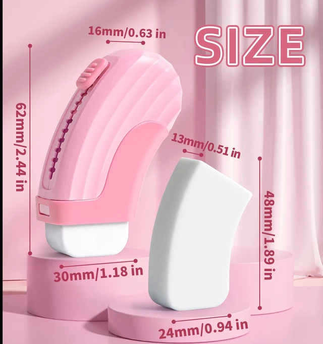 Alt view image 3 of 6 - 4+1 Pack Sliding Retractable Rubber Erasers, Pink