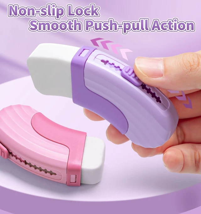 Alt view image 4 of 6 - 4+1 Pack Sliding Retractable Rubber Erasers, Pink