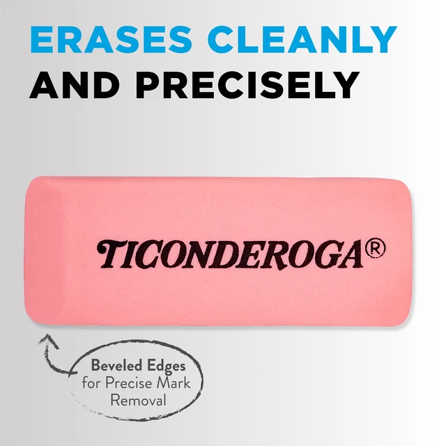 Alt view image 3 of 7 - Ticonderoga Wedge Erasers, Pink, 3 Count