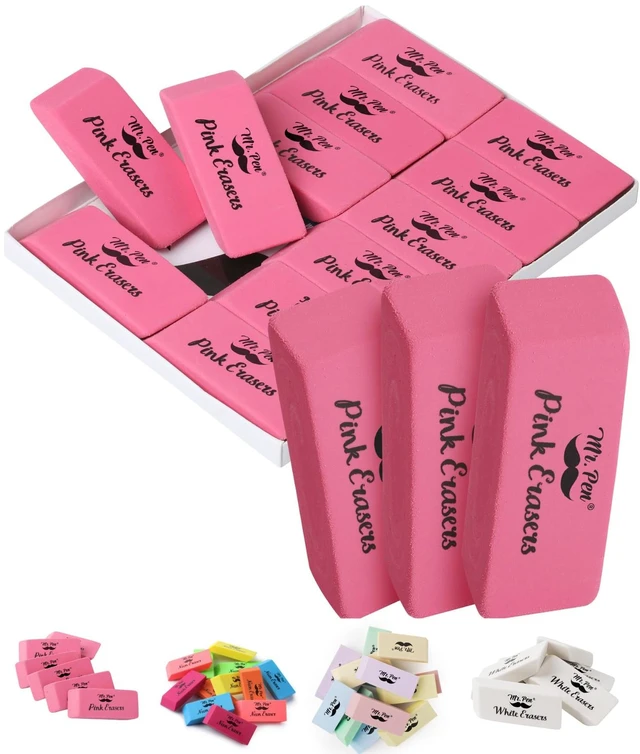 Main image of Mr. Pen Pink Pencil Eraser, 12 Pack