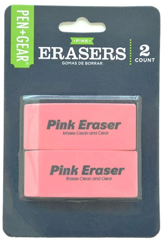 Main image of PEN+GEAR Smudge-Proof Pink Erasers 2 Count