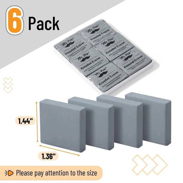 Alt view image 3 of 7 - Mr. Pen Kneaded Erasers, 6 Pack, 1.44" x 1.36", Gray