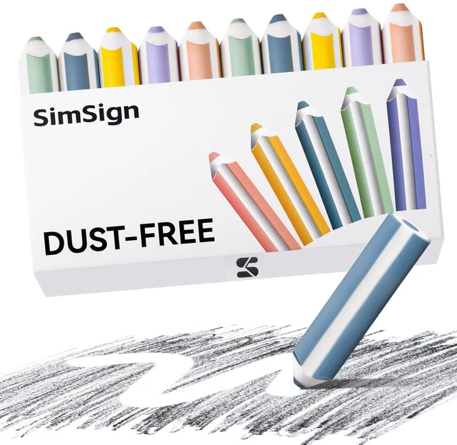 Main image of 10-Pack Pencil-Shaped Erasers, Dust-Free & Break-Resistant, with Ergonomic Grip, Soft Rubber, for Classroom, School, Office and Art, 5 Colors