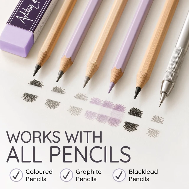 Alt view image 3 of 7 - Ashton and Wright Classic Eraser Latex Free Plastic Rubber Pack of 5 Pastel