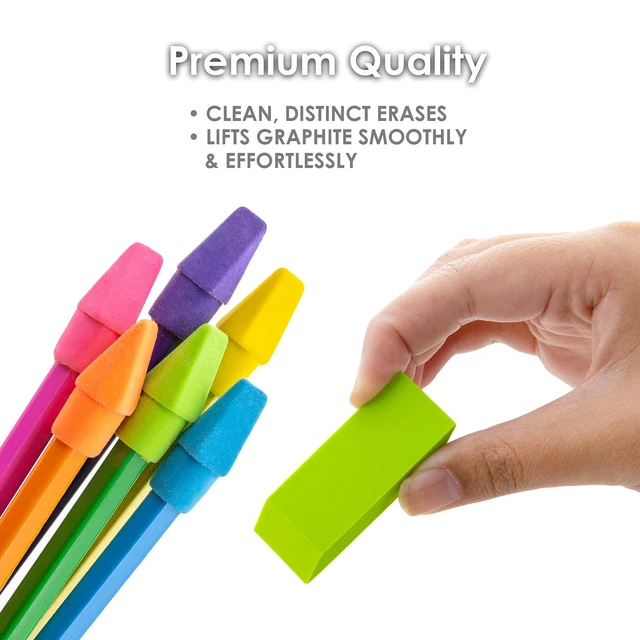 Alt view image 6 of 6 - BAZIC Neon Erasers & Eraser Caps Set, Latex-Free, 12 Pieces