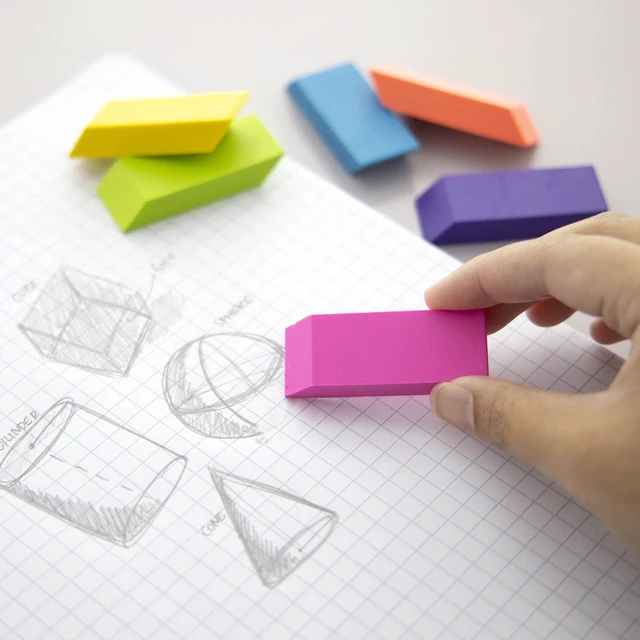 Alt view image 2 of 6 - BAZIC Neon Erasers & Eraser Caps Set, Latex-Free, 12 Pieces