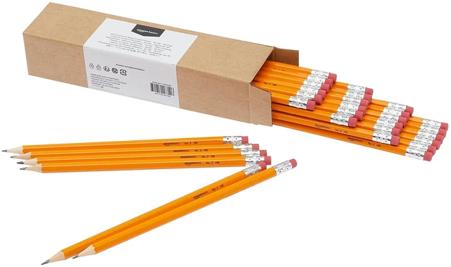 Main image of Amazon Basics #2 HB Wood-Cased Pencils, Pre-sharpened, Soft Strong Lead, with Erasers, Orange, 30 Count