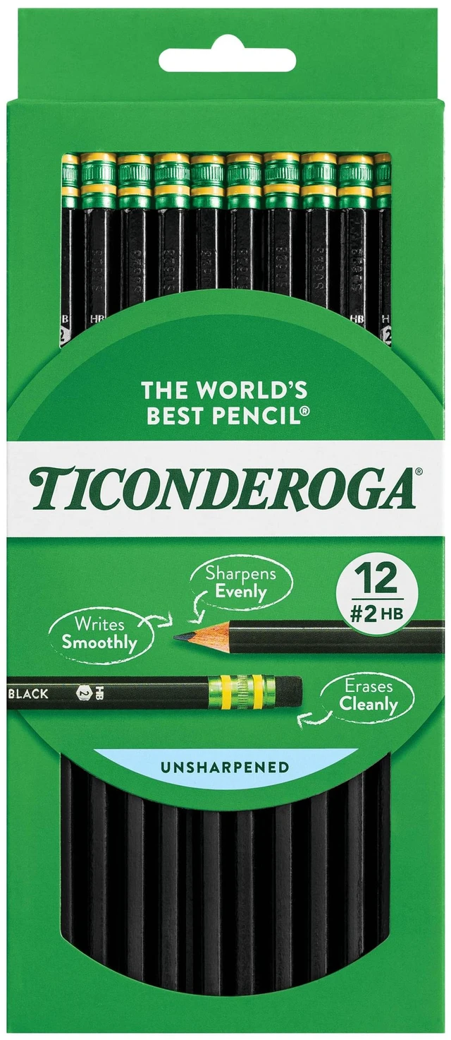 Main image of Ticonderoga Wood-Cased Pencils, #2 HB Soft, Black, 12 Count