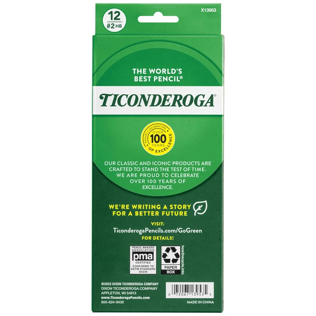 Alt view image 3 of 6 - Ticonderoga Wood-Cased Pencils, #2 HB Soft, Black, 12 Count