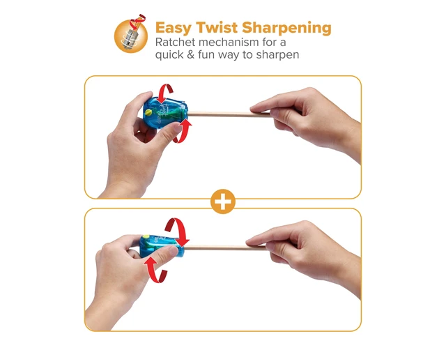 Alt view image 3 of 6 - Bostitch Twist-n-Sharp Handheld Pencil Sharpener for Kids, Blue