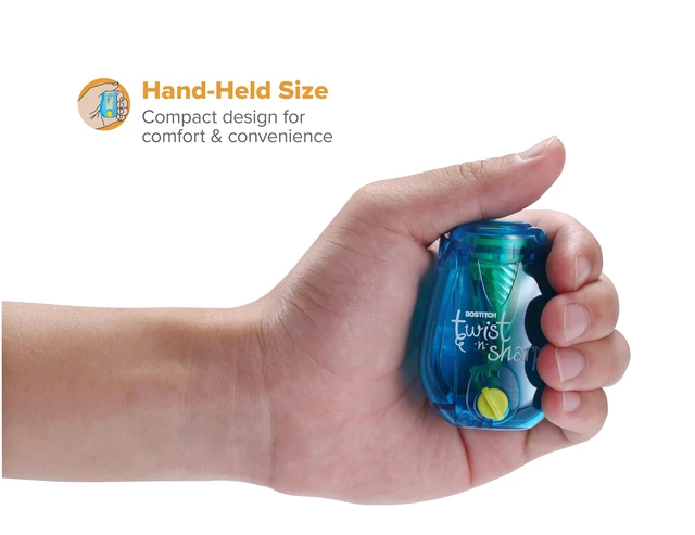 Alt view image 4 of 6 - Bostitch Twist-n-Sharp Handheld Pencil Sharpener for Kids, Blue
