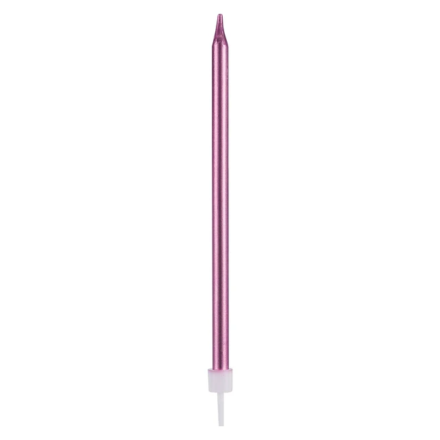 Alt view image 5 of 7 - Pfizermay 24 Count Metallic Birthday Candles with Holders, Pink Tall Thin Cupcake Candles for Birthday Wedding Party Decoration