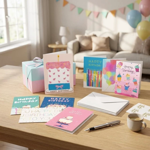 Alt view image 6 of 6 - 12 Pcs 4x6 Inch Colored Happy Birthday Cards with Envelopes and Stickers
