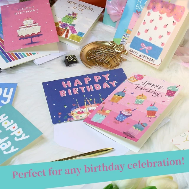 Alt view image 4 of 6 - 12 Pcs 4x6 Inch Colored Happy Birthday Cards with Envelopes and Stickers