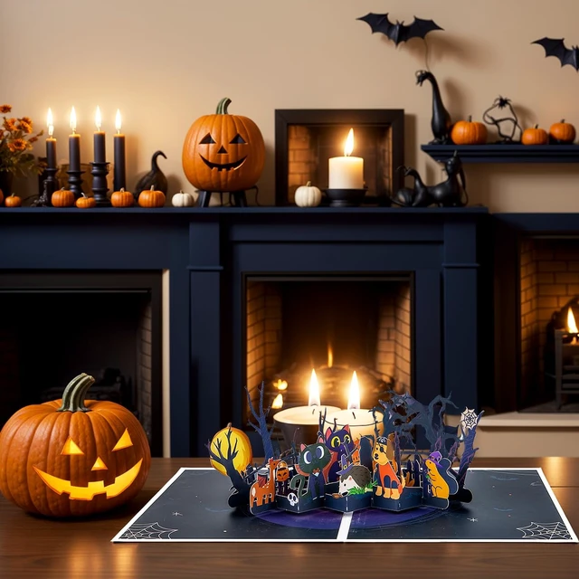 Alt view image 2 of 6 - Pop Up Greeting Card - Halloween Funny Animals Themed