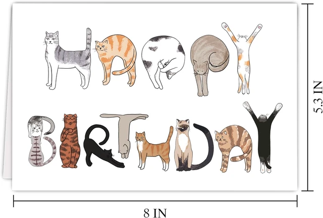 Alt view image 4 of 7 - Funny Cats Happy Birthday Card For Cat Lovers, Humor Cat Owner Gift For Men Women Dad Mom Brother Sister