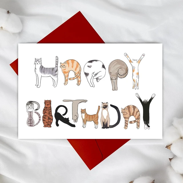 Alt view image 5 of 7 - Funny Cats Happy Birthday Card For Cat Lovers, Humor Cat Owner Gift For Men Women Dad Mom Brother Sister