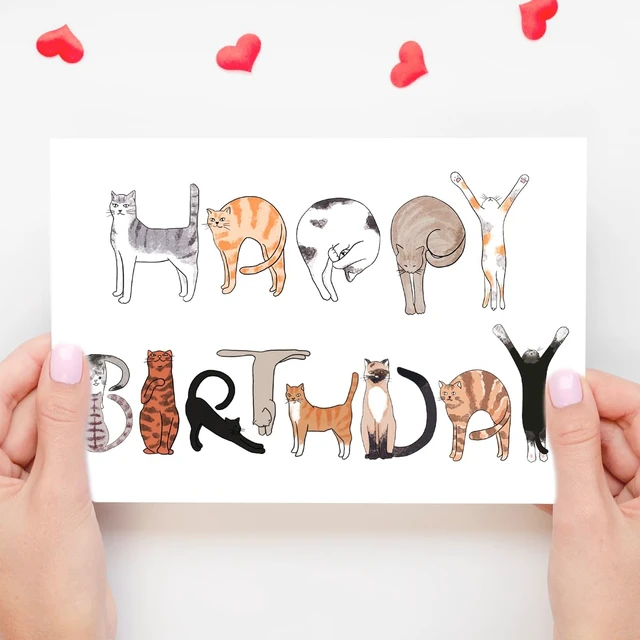 Alt view image 7 of 7 - Funny Cats Happy Birthday Card For Cat Lovers, Humor Cat Owner Gift For Men Women Dad Mom Brother Sister