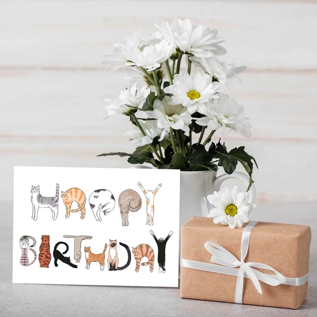 Alt view image 2 of 7 - Funny Cats Happy Birthday Card For Cat Lovers, Humor Cat Owner Gift For Men Women Dad Mom Brother Sister
