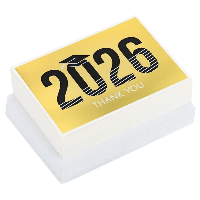 Alt view image 3 of 6 - Hallmark Graduation Thank You Cards 40-Pack, Black and Gold, Class of 2026