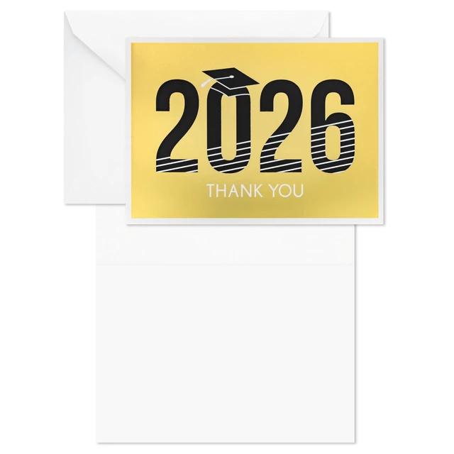 Alt view image 5 of 6 - Hallmark Graduation Thank You Cards 40-Pack, Black and Gold, Class of 2026