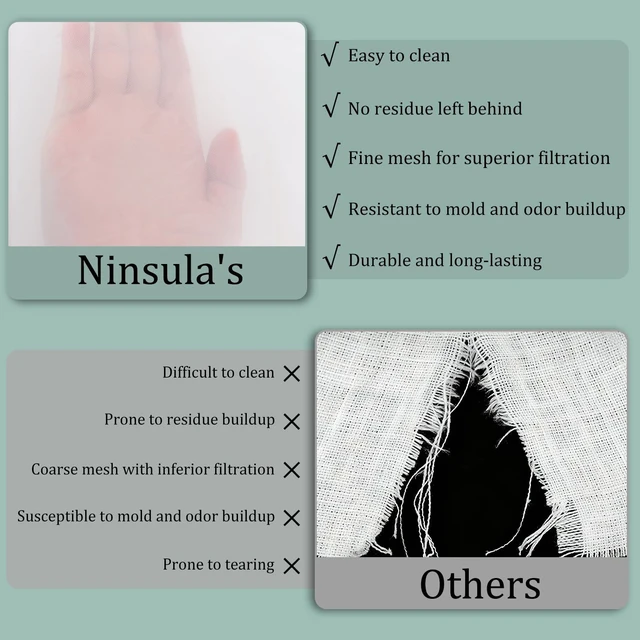 Alt view image 5 of 7 - Ninsula 4-Pack Nut Milk Bags, Food Grade Nylon Cheese Cloth, Reusable Fine Mesh Strainer for Tea, Yogurt, Juice, Cheese, Soup, Herbs (8"x12", 10"x12", 12"x12", 14"x14")