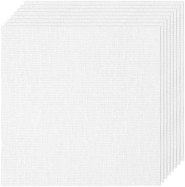 Main image of Linen Embroidery Fabric, 8PCS, 5.9x5.9Inch, Bright White