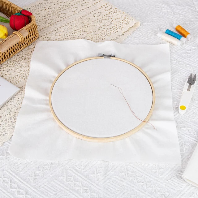 Alt view image 2 of 6 - Linen Embroidery Fabric, 8PCS, 5.9x5.9Inch, Bright White