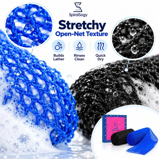 Alt view image 5 of 7 - 2 Pcs African Net Sponge Authentic Shower Loofah Exfoliating Washcloth