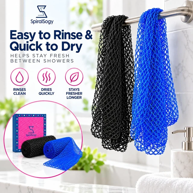 Alt view image 4 of 7 - 2 Pcs African Net Sponge Authentic Shower Loofah Exfoliating Washcloth