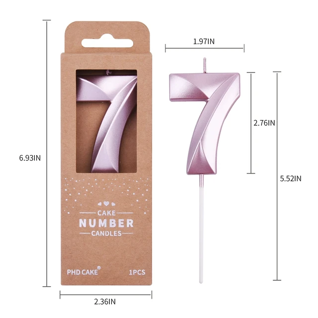 Alt view image 4 of 6 - PHD CAKE 2.76Inch Diamond Rose Gold Number 7 Birthday Candles