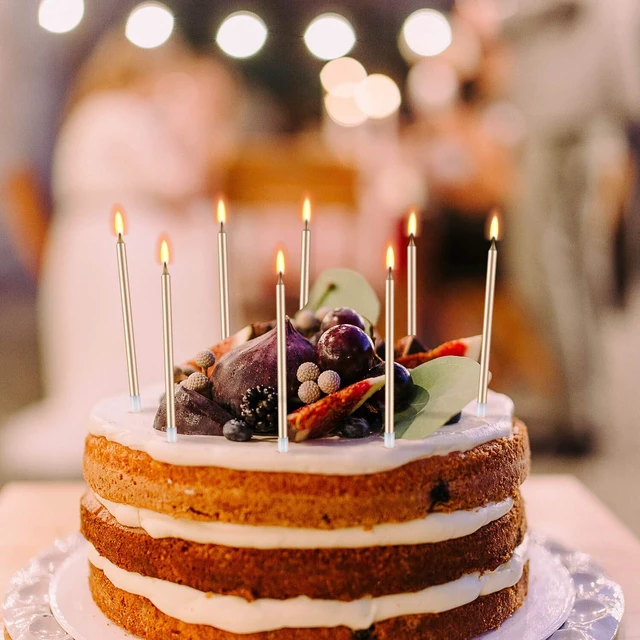 Alt view image 5 of 6 - BEAN LIEVE 24-Count Long Thin Birthday Cake Candles, Slow Burning, Champagne Gold for Wedding, Lucky Party Decoration