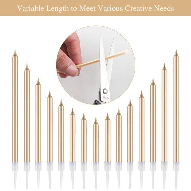 Alt view image 4 of 6 - BEAN LIEVE 24-Count Long Thin Birthday Cake Candles, Slow Burning, Champagne Gold for Wedding, Lucky Party Decoration