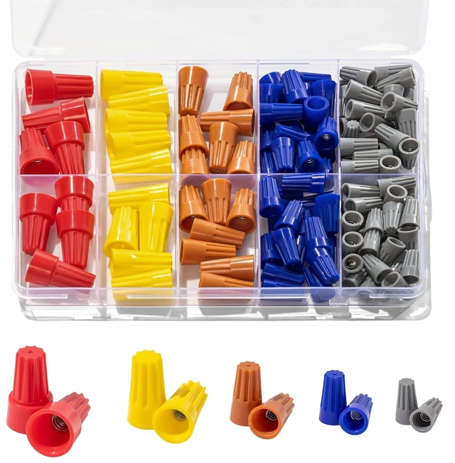 Main image of 122-Piece Wire Connector Nut Assortment Kit, 5 Sizes Colorful Electric Wire Caps Twist Wiring Splice Screws for Quick Connection