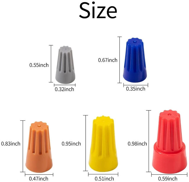 Alt view image 2 of 5 - 122-Piece Wire Connector Nut Assortment Kit, 5 Sizes Colorful Electric Wire Caps Twist Wiring Splice Screws for Quick Connection