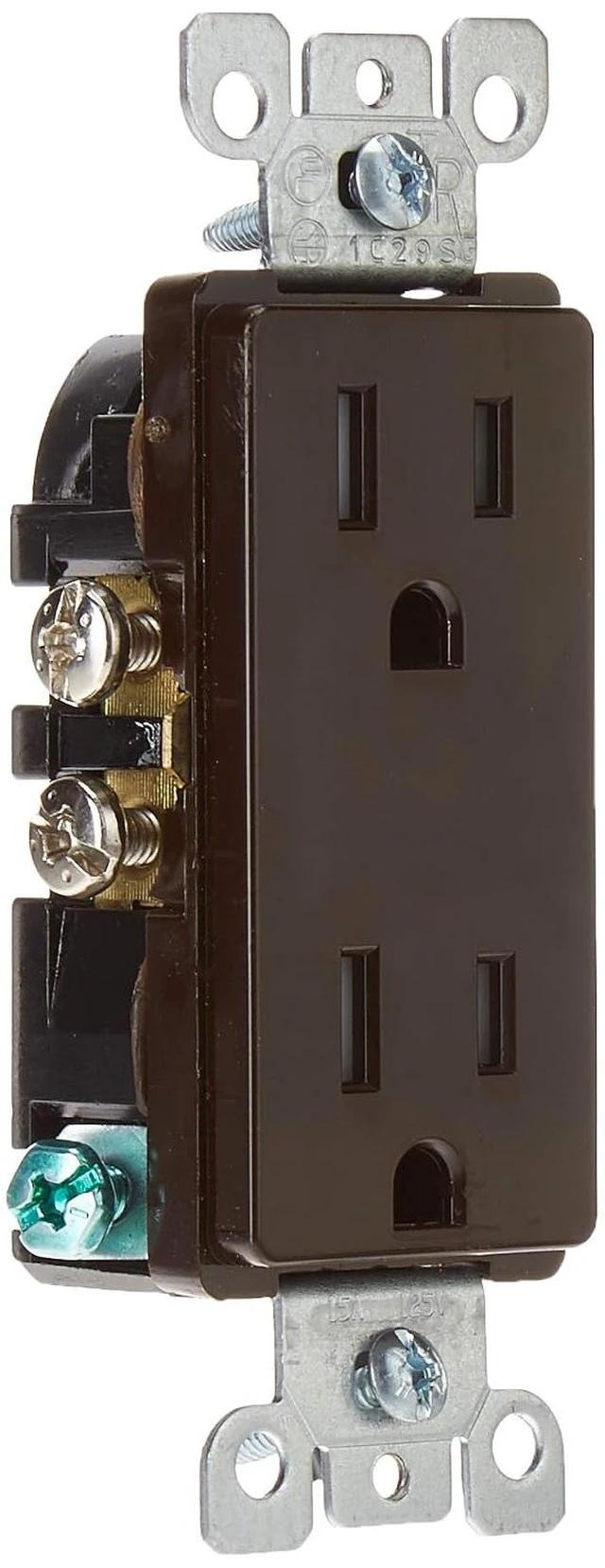 Alt view image 5 of 5 - Leviton T5325 15Amp Decora Tamper-Resistant Duplex Electrical Wall Outlet, Brown