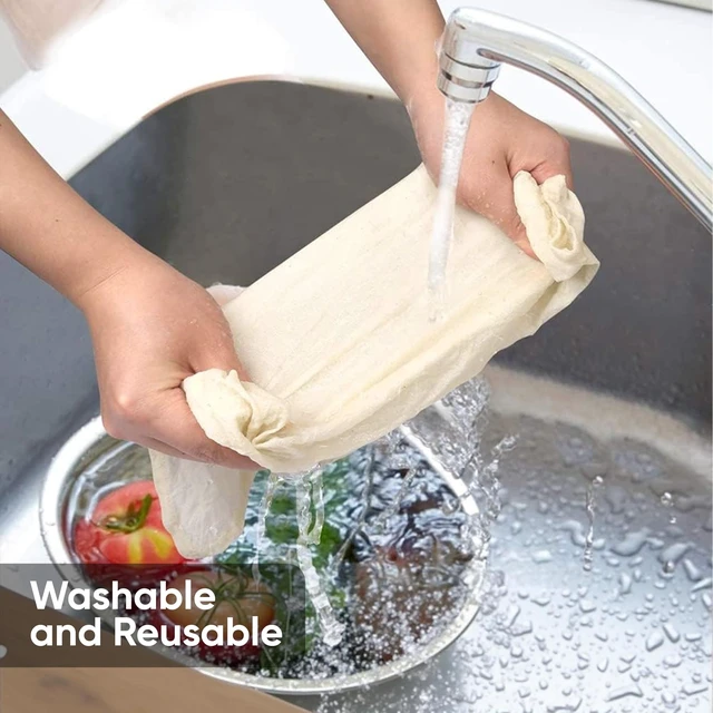 Alt view image 5 of 6 - Grade 100 Organic Unbleached Cheesecloth 4Pcs Precut 20x20inch Hemmed Reusable Ultra Fine Muslin for Straining Juicing Brewing Baking Turkey