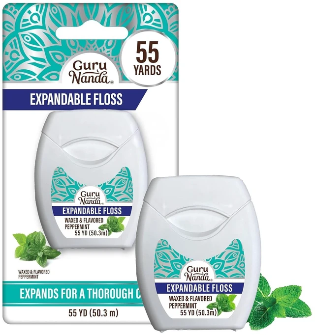 Main image of GuruNanda Expanding Dental Floss Peppermint Flavor, 55 Yards, 1 Ct